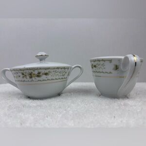 Vintage Waverly Fine China Sugar Bowl with Lid and Creamer-#3901 Pattern